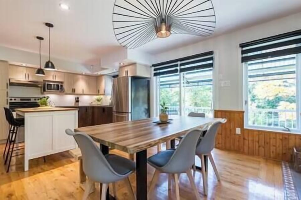 Dining table and kitchen