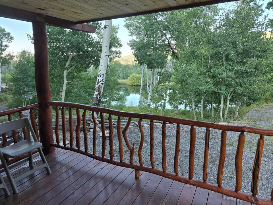 Lake cabin off deck view
