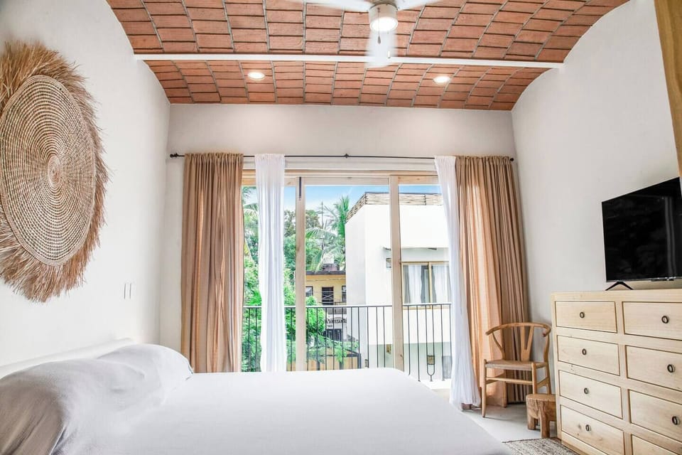 [Bedroom #1] King bed, TV, private balcony & bathroom