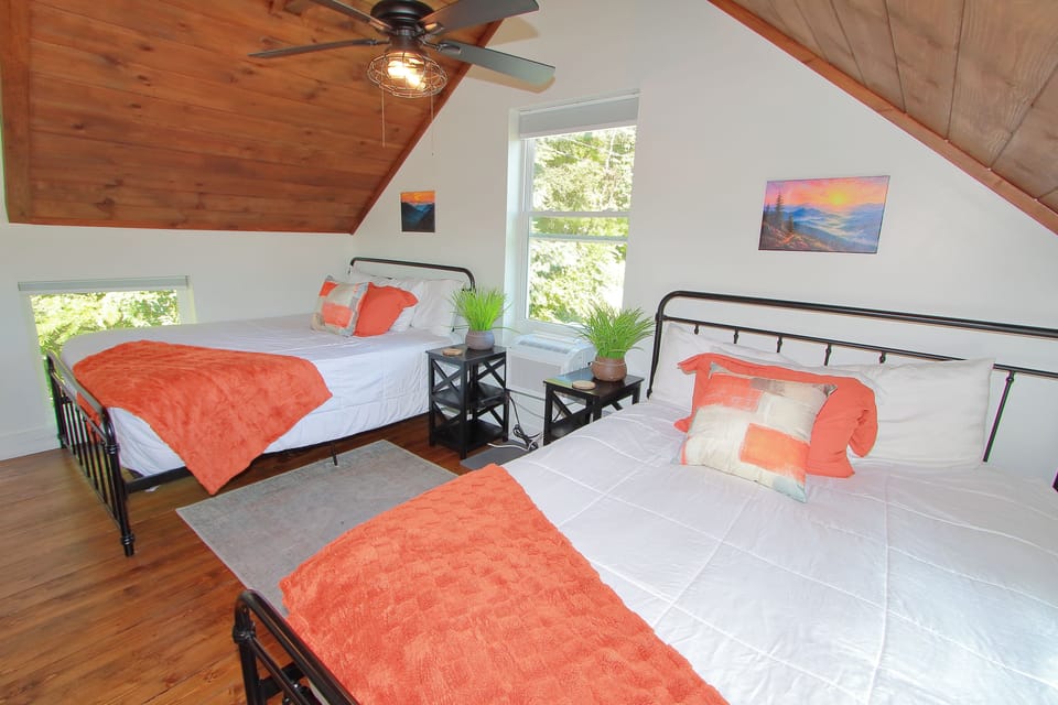 Feel the ceiling fan breeze through the loft after a full day of hiking 
