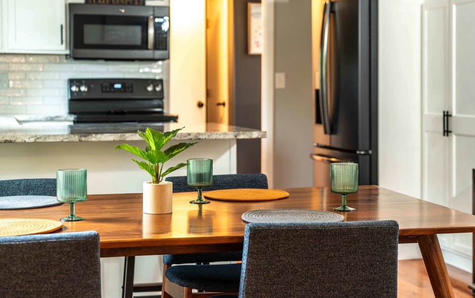 Gather for meals together at the dining table, with seating for 4
