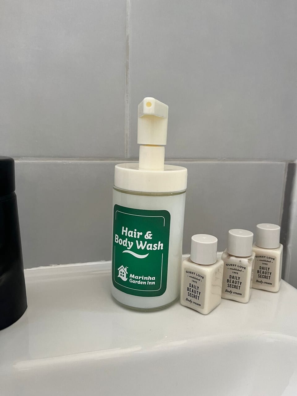Shower, towels, soap, shampoo