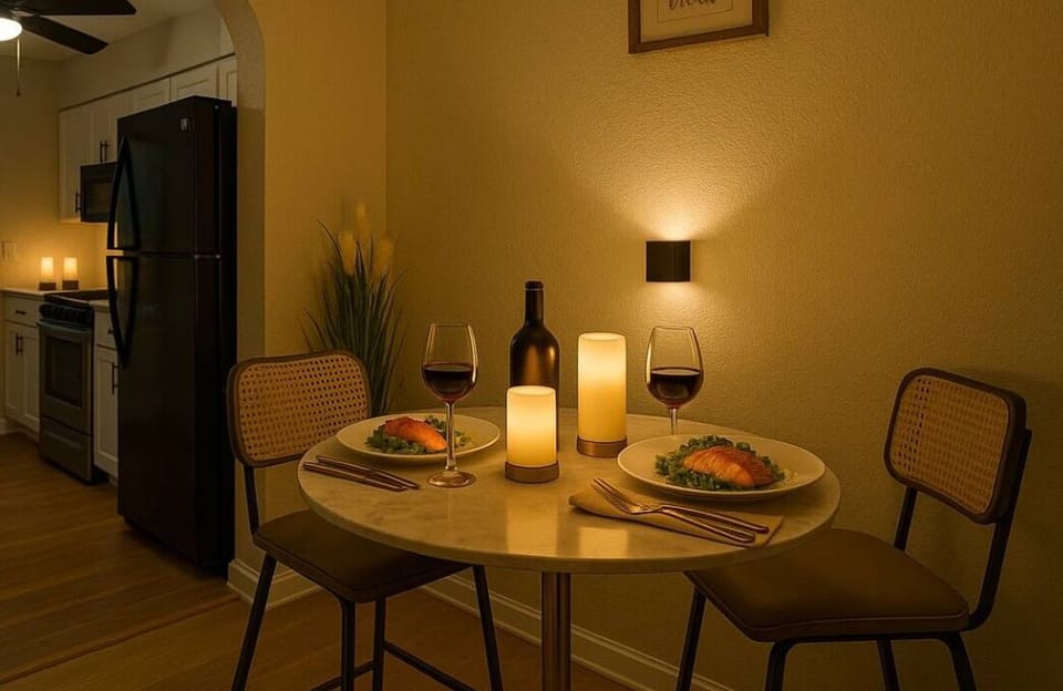Romantic dinner experience; all items provided. Just bring your wine and cook up