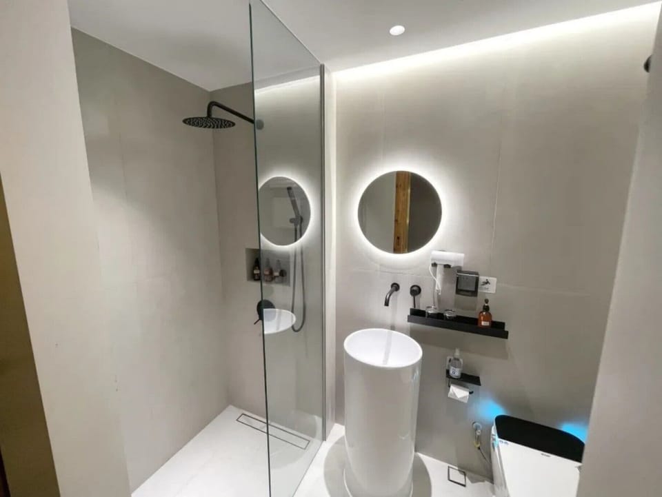 Elite Double Room | Bathroom | Free toiletries, hair dryer, slippers, towels