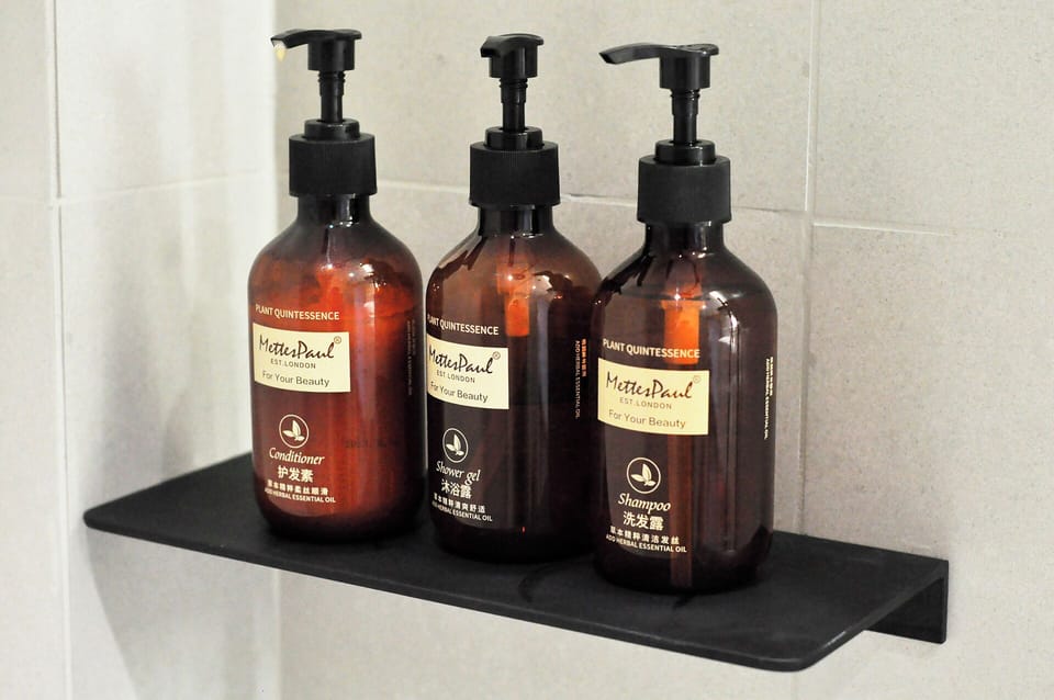 Free toiletries, hair dryer, slippers, towels