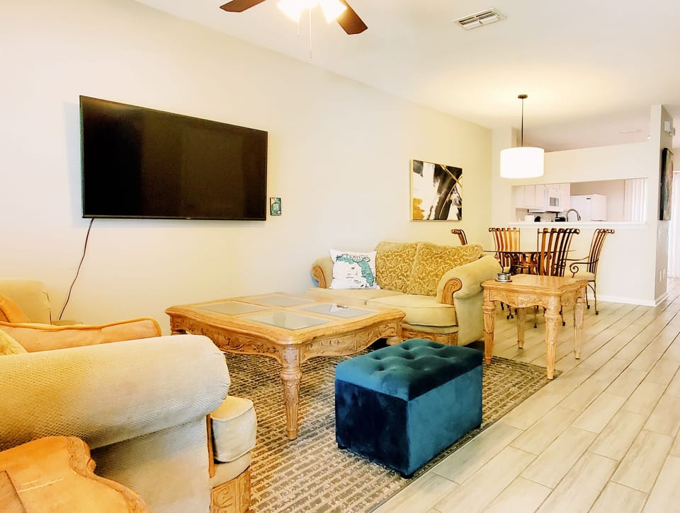 Open living room with plush furniture