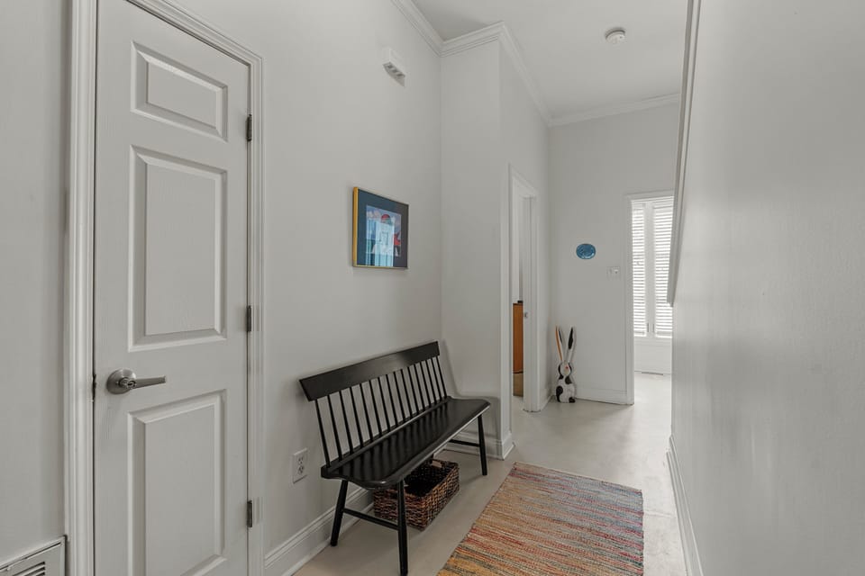 Bench in hall to bathroom and bedroom first floor