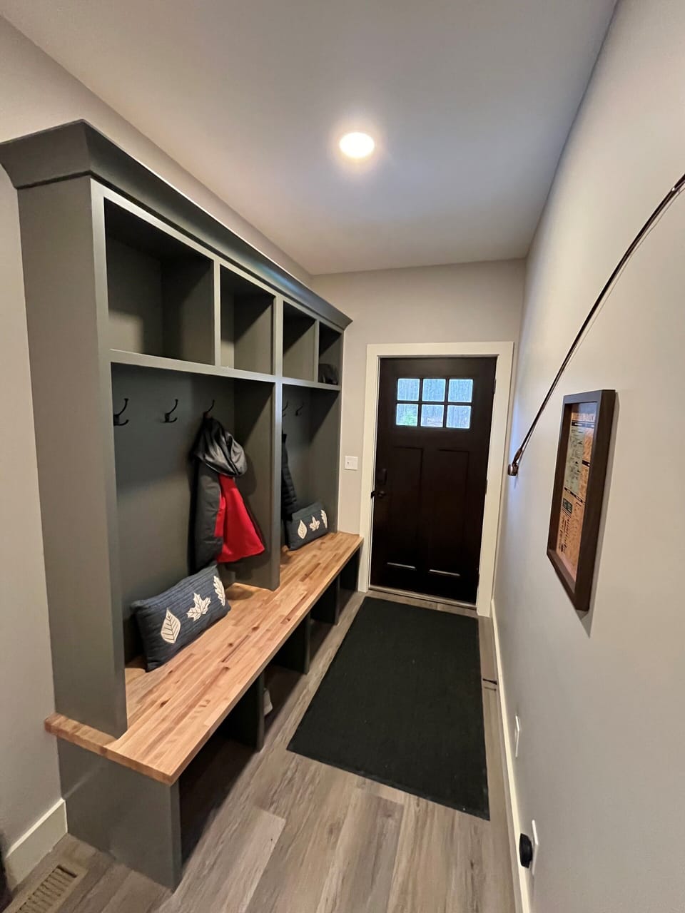 A large mudroom and lockers greet you to store all your seasonal gear.