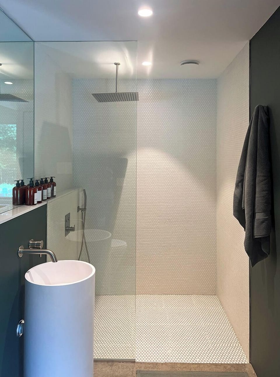 Shower, eco-friendly toiletries, hair dryer, towels
