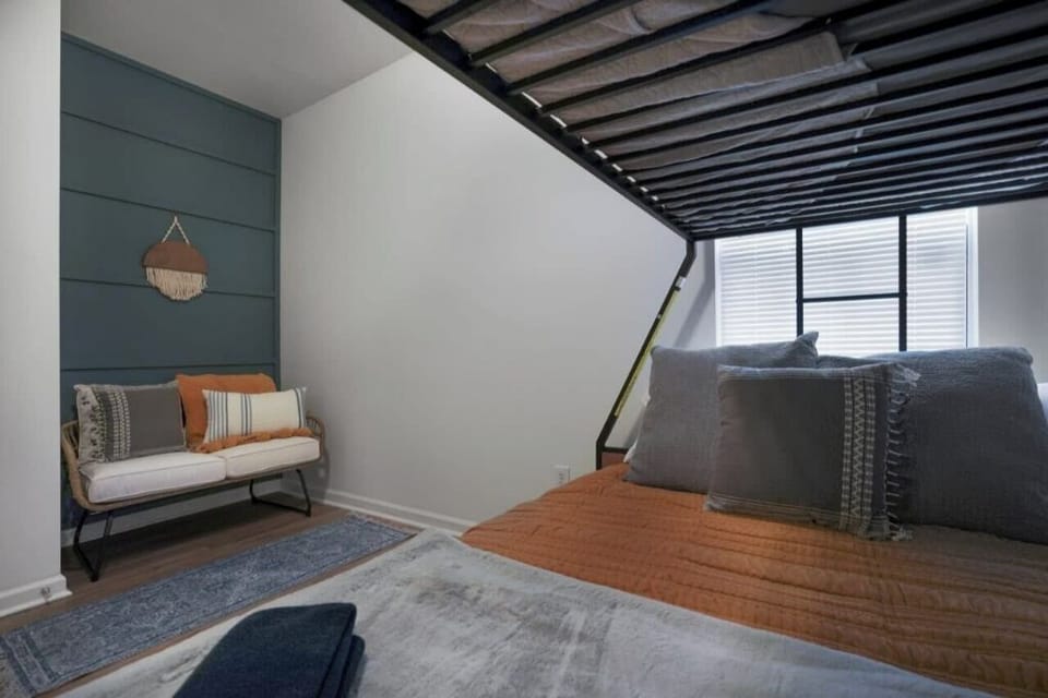 A clean, minimalist space with a touch of warmth.