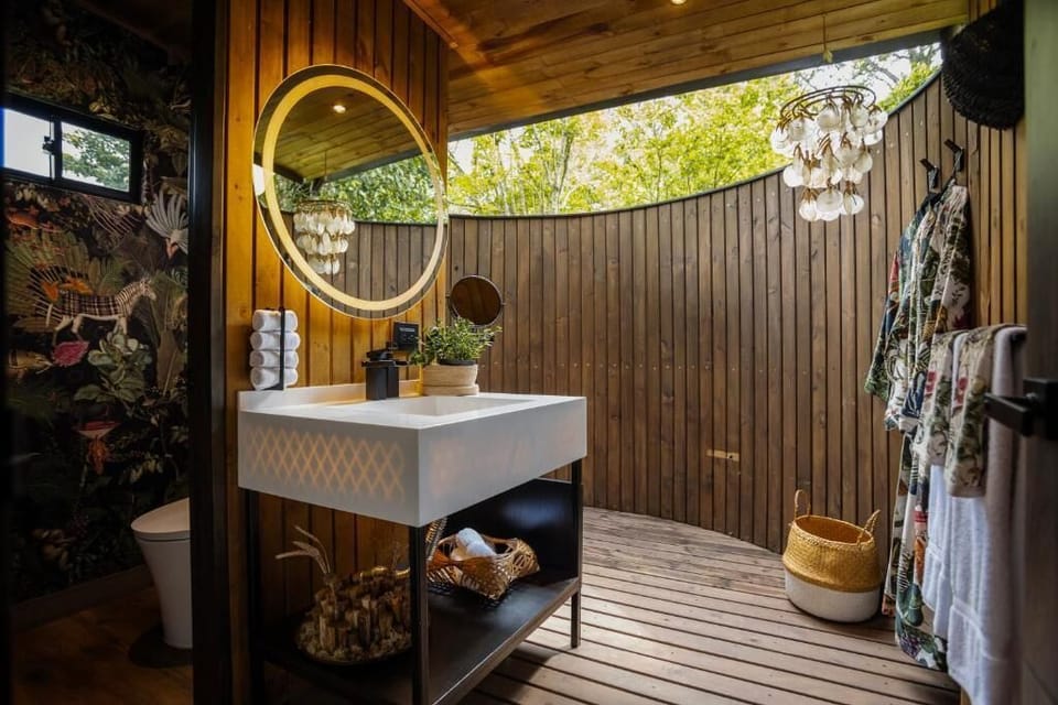 Deluxe Suite | Bathroom | Shower, rainfall showerhead, eco-friendly toiletries, towels