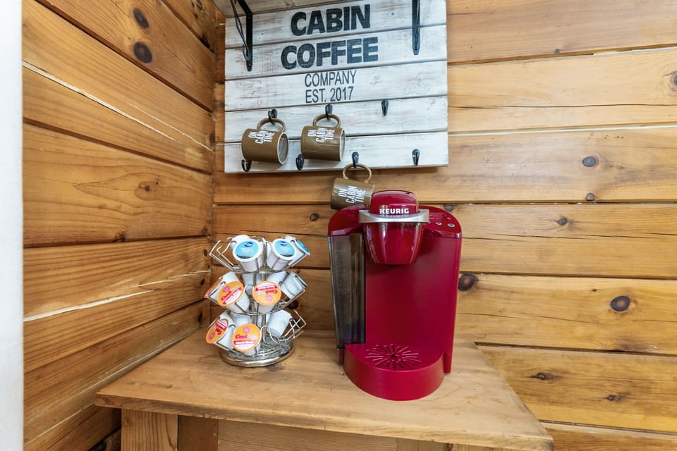 Keurig coffee bar.  Cabin also offers drip maker.