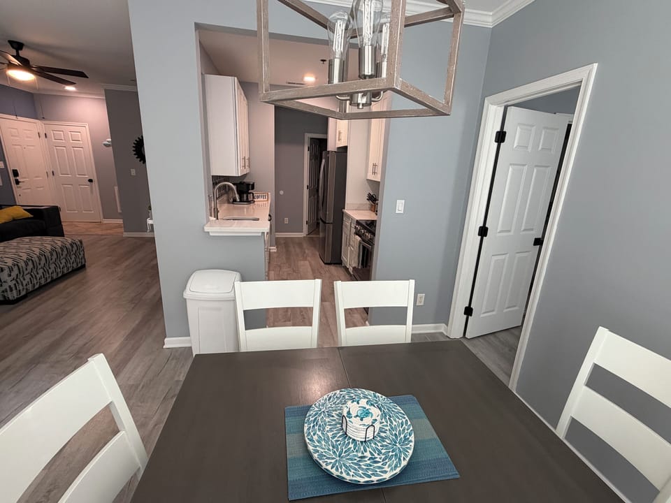 Dining table with seating for up to six