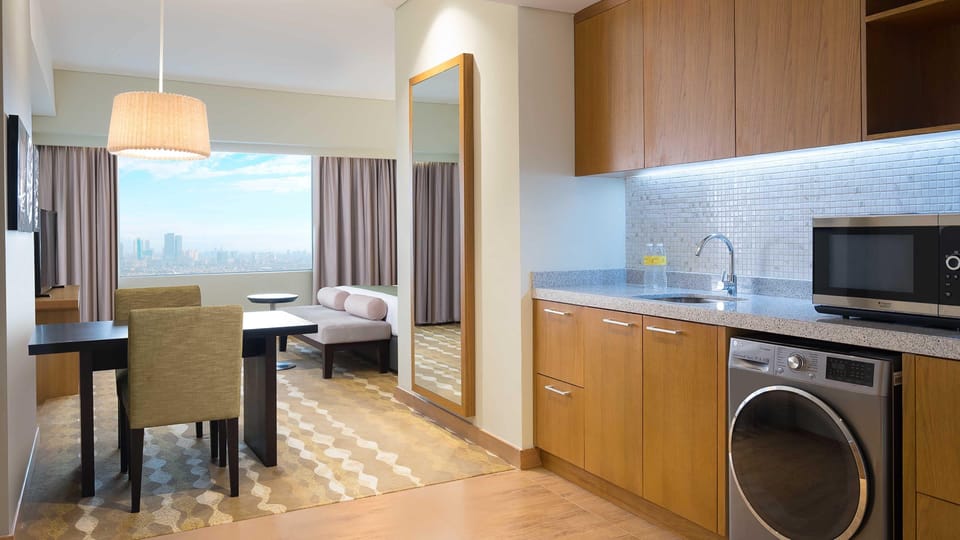 In-room safe, desk, laptop workspace, blackout drapes