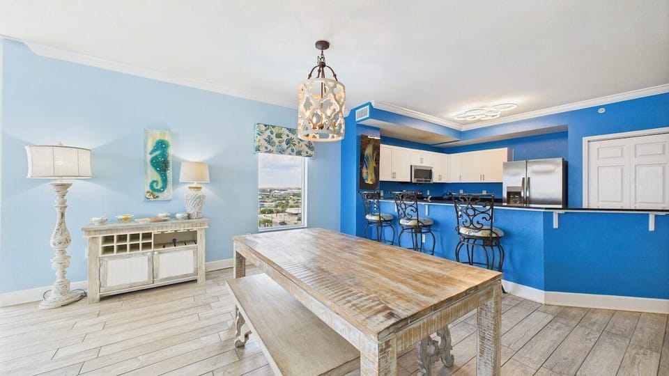 Dining table with bench seating