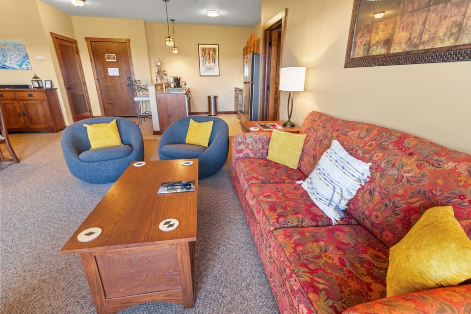 Spacious open concept with amazing slope views