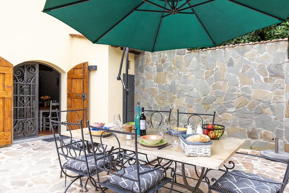 Table, Furniture, Property, Umbrella, Chair, Azure, Interior Design, Lighting, Building, Outdoor Furniture