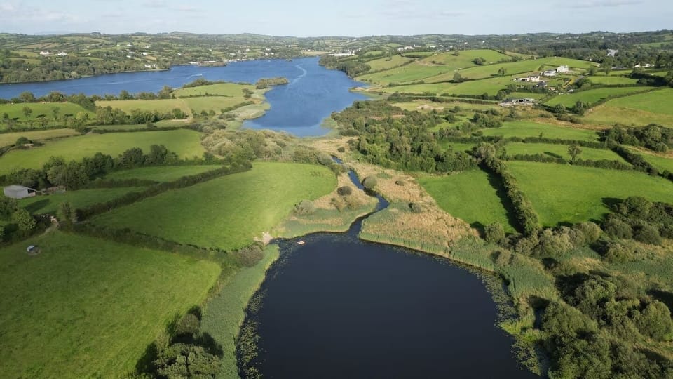 Aerial view of Lough Sillan and access to the secret lake