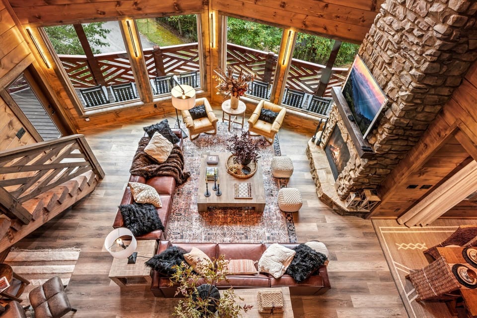 Great Room from above, plenty of seating