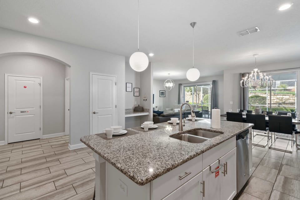 Cooking Amenities:  Fully equipped open kitchen with stainless steel appliances, large prep area, and everything you need to cook up meals for a crowd!