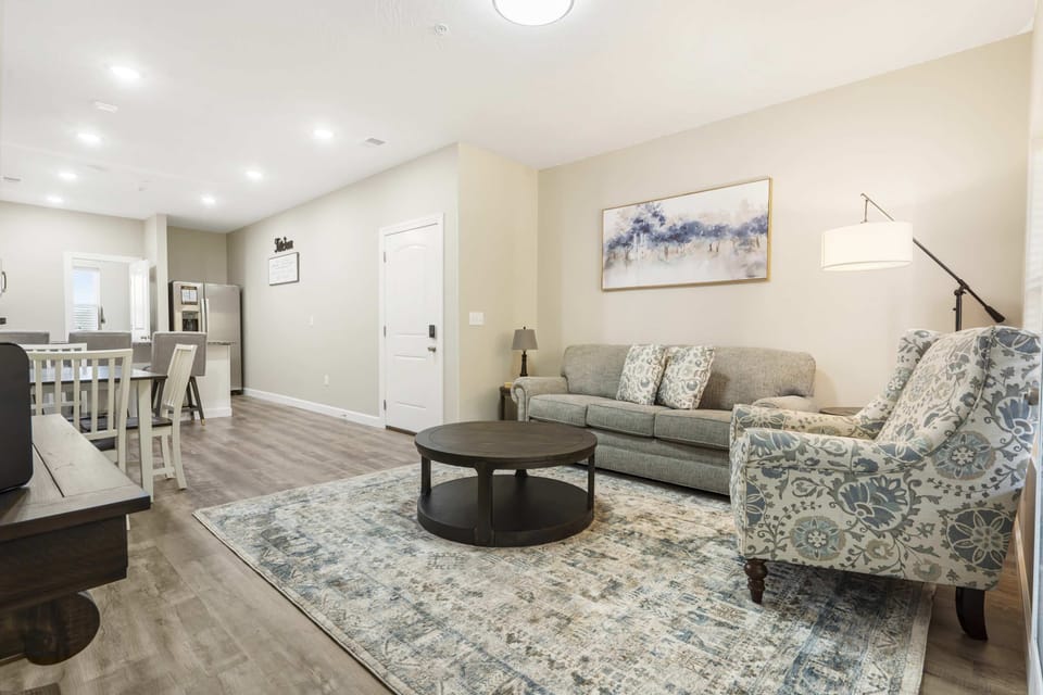 Curl up in the serene living room & stream your favorites on the smart TV
