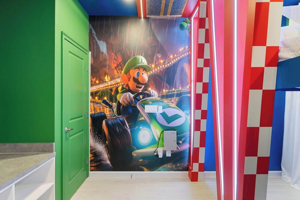 Mario Kart room with loft bed