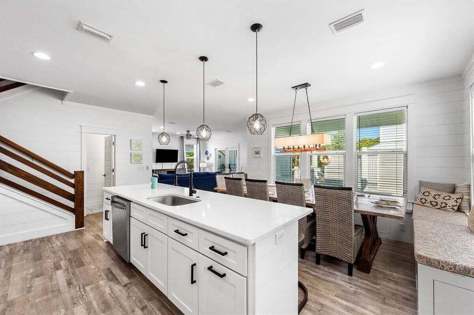 Large kitchen island with seating for casual dining