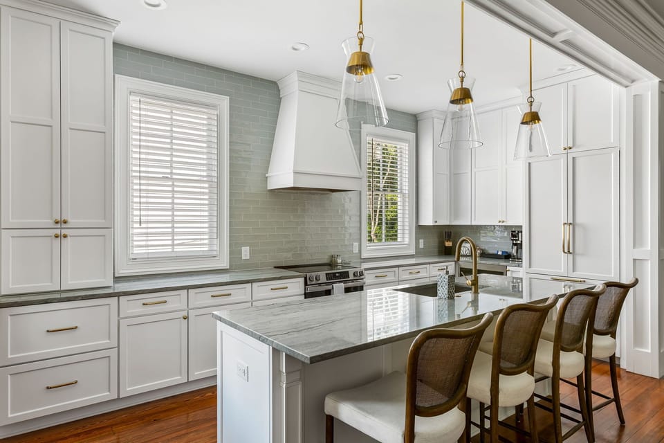 kitchen with large island and storage space