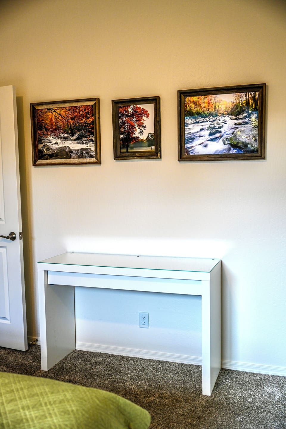 Table with professional photography taken by a family member. 