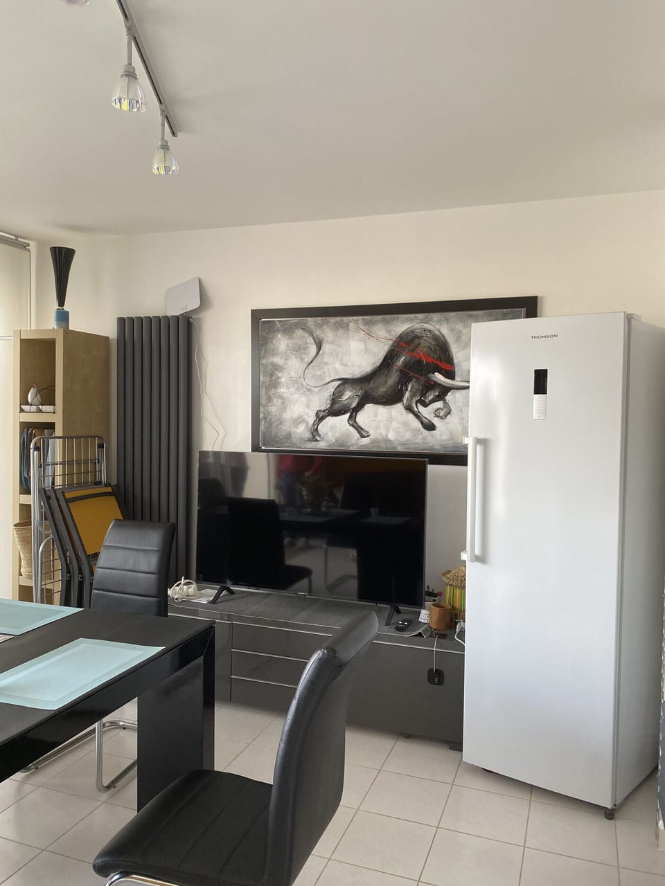 Television corner on the dining room side