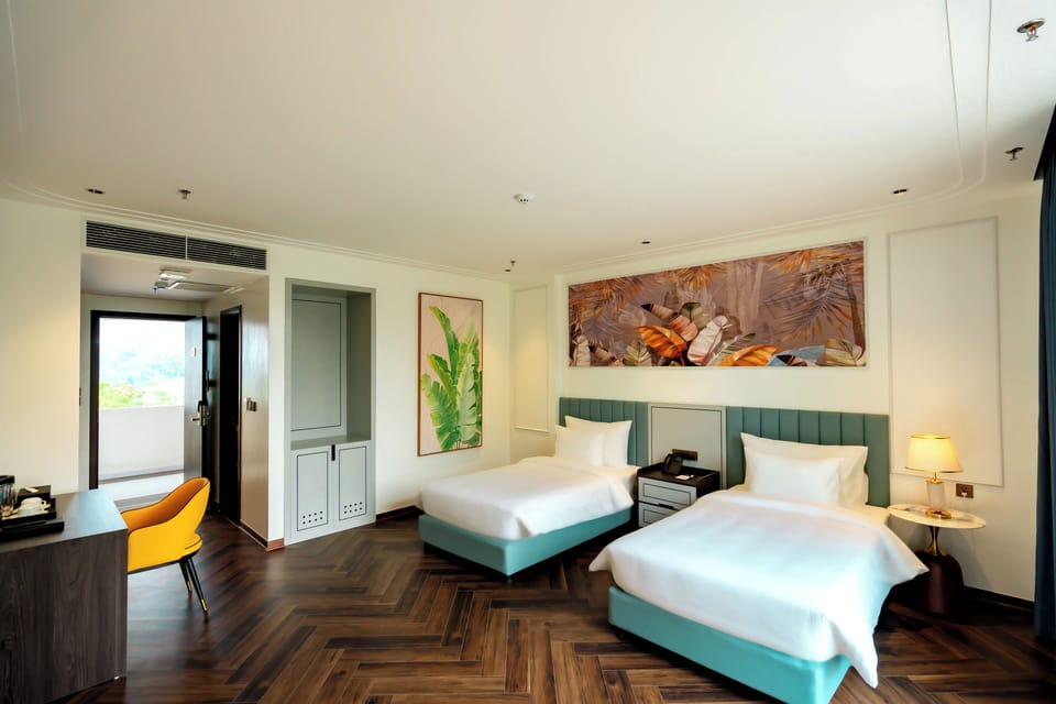 Deluxe Double or Twin Room, Balcony, Garden View | Desk, laptop workspace, blackout drapes, iron/ironing board