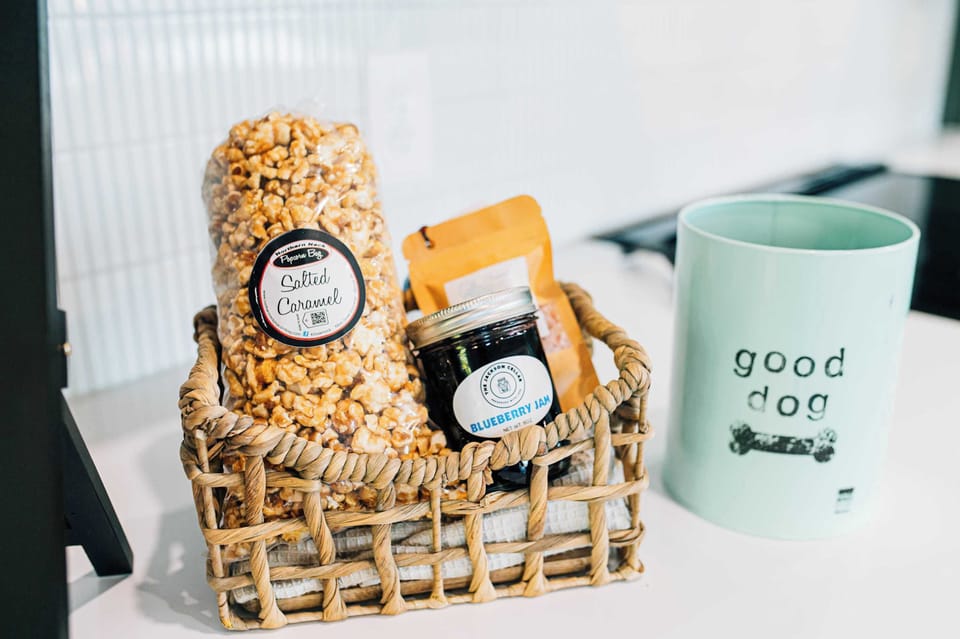 We welcome you with local goodies and some treats for the pup!