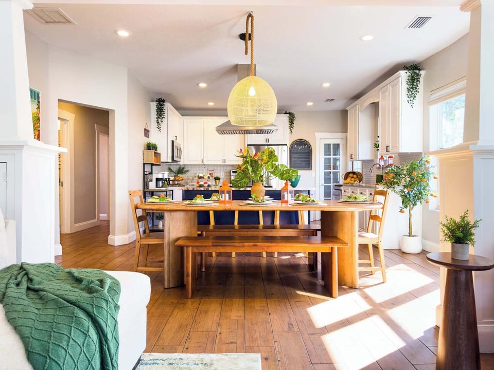 Living room opens up to dining area and kitchen