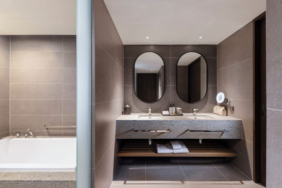 Hair dryer, bathrobes, slippers, bidet