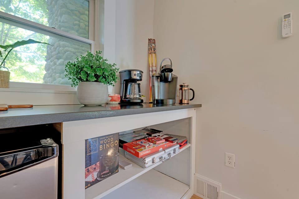 Coffee /tea bar and mini fridge in the dining room