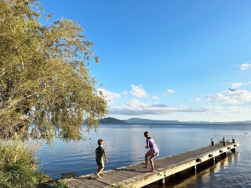 Lake Rotorua across the road