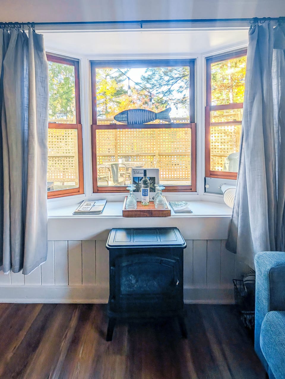 Cozy up in front of this electric fireplace during the winter