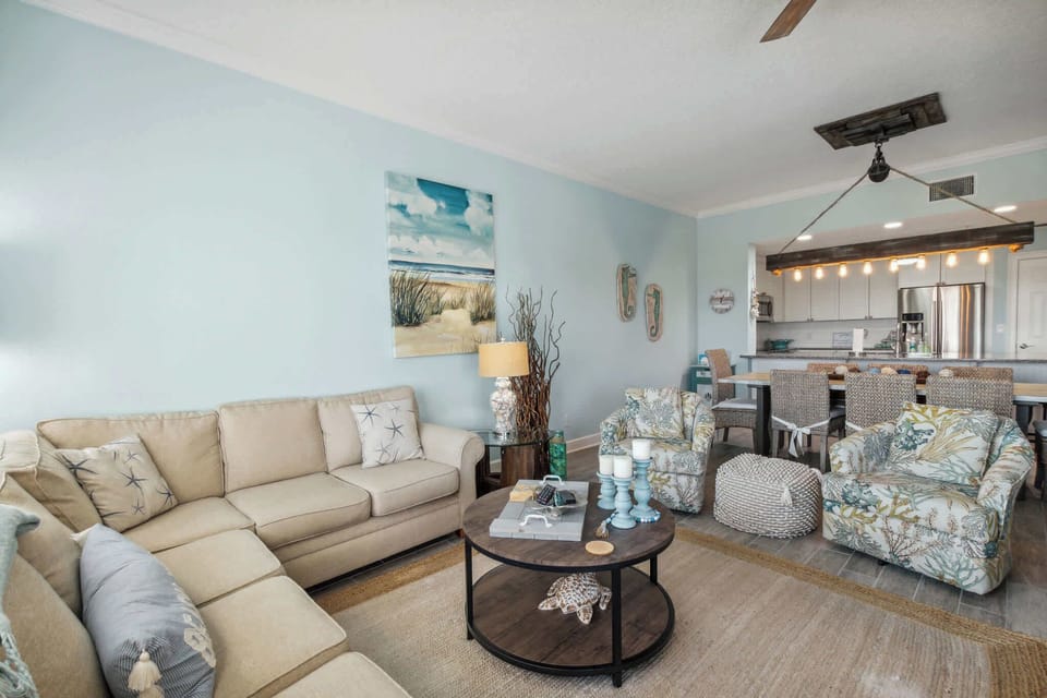 Living room, has queen size sofa bed as well as smart TV