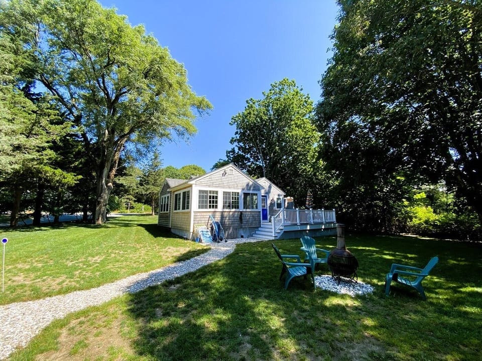 Large backyard with fire pit