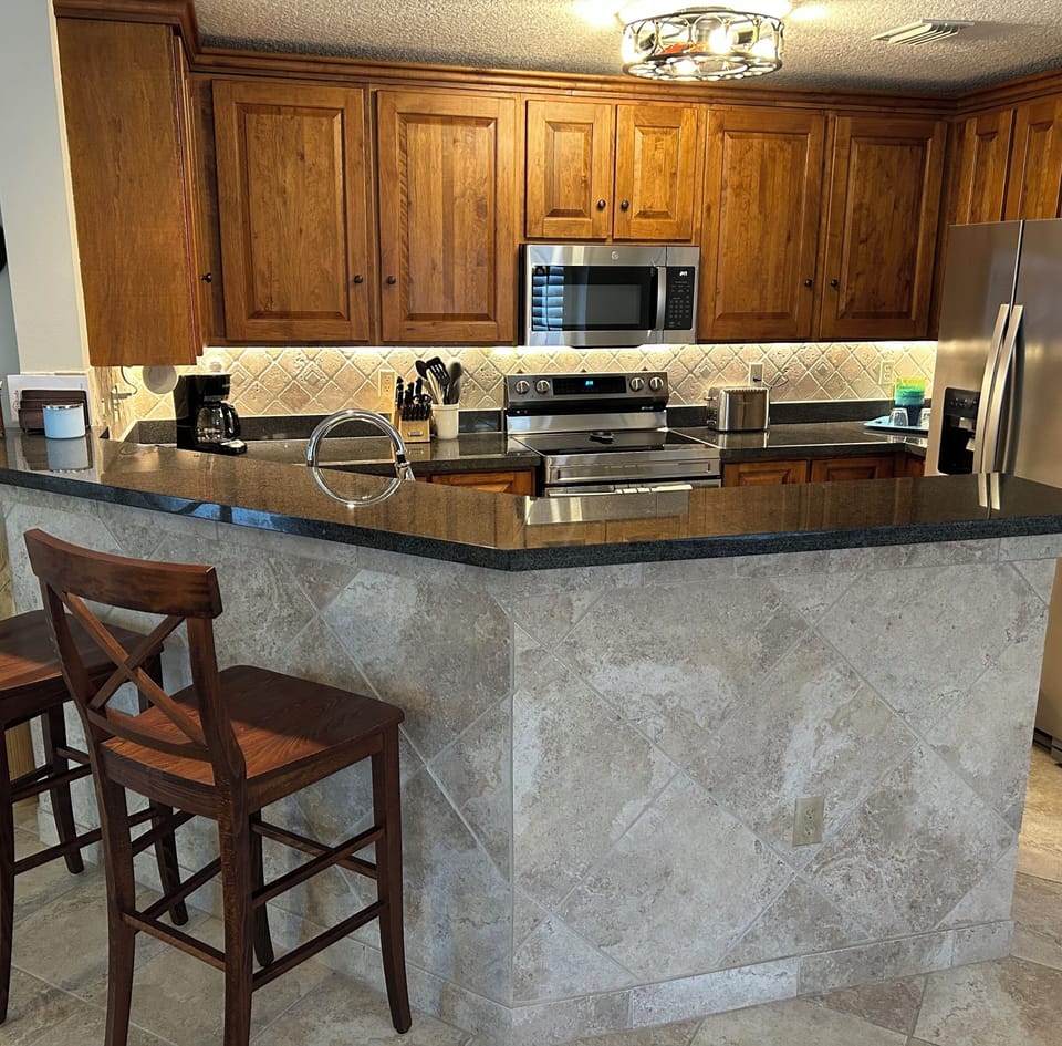 A well stocked kitchen to cook as much or as little as you want on vacation.