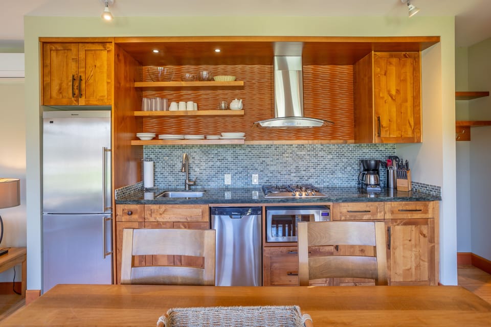 Panoramic Villa, 1 Bedroom, Kitchen, Ocean View | Private kitchen | Coffee/tea maker, fridge
