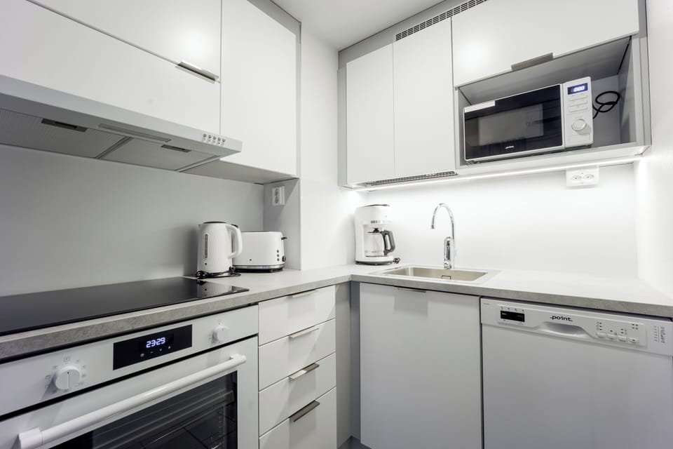 Apartment, 1 Bedroom, Sauna, Slope side (loft) | Private kitchen | Fridge, microwave, stovetop, toaster