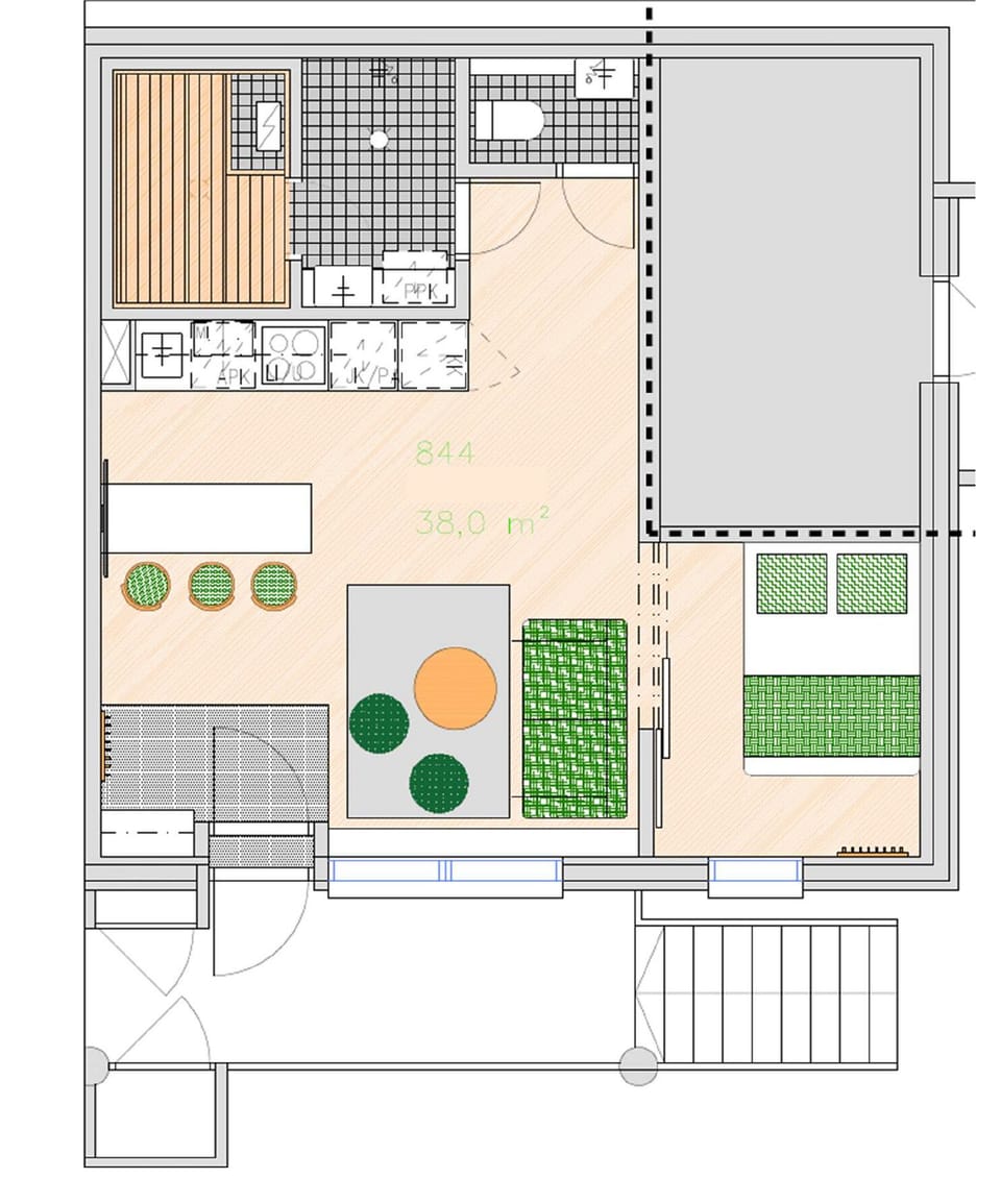 Apartment, 1 Bedroom, Sauna, Slope side | Floor plan
