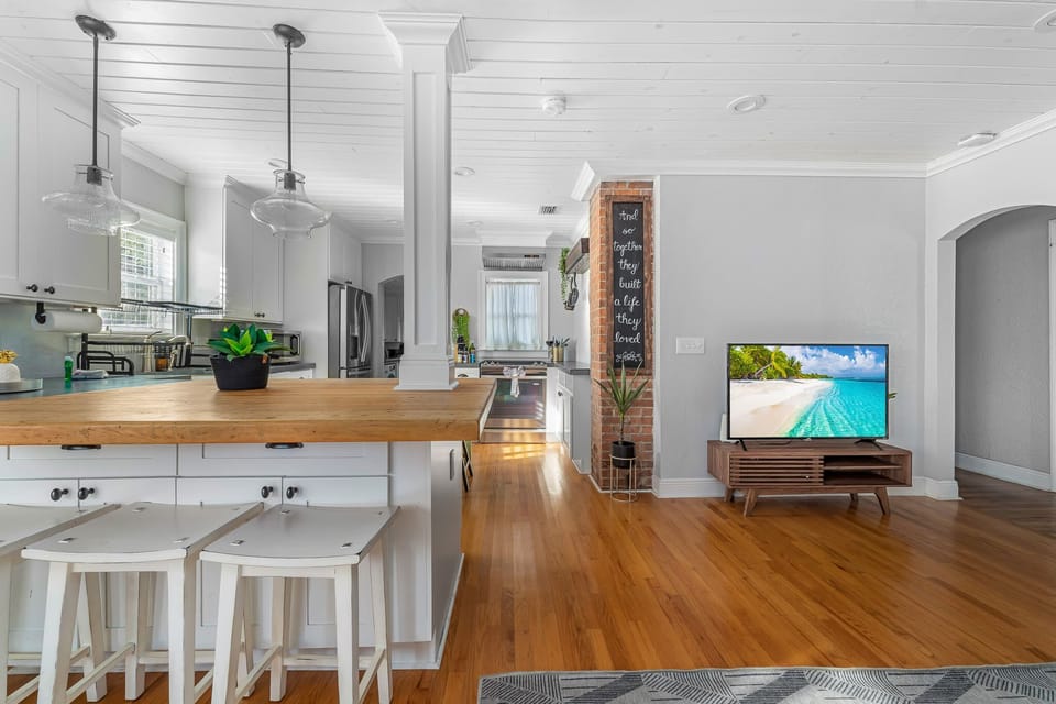 Open concept living and dining area