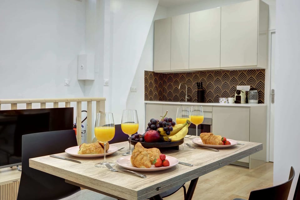 The open-plan living and dining area