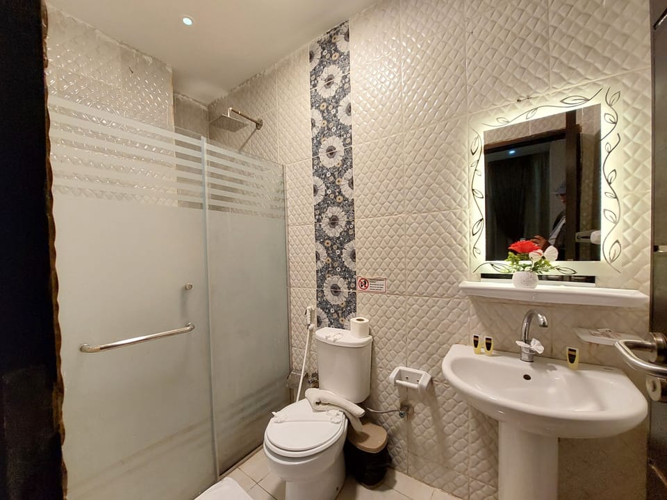 Deluxe Double or Twin Room, Mountain View | Bathroom | Shower, rainfall showerhead, designer toiletries, hair dryer
