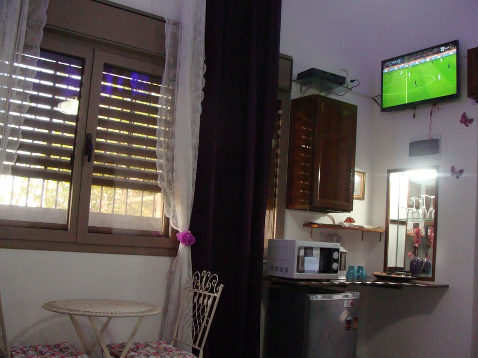 Fridge, microwave, coffee/tea maker, electric kettle