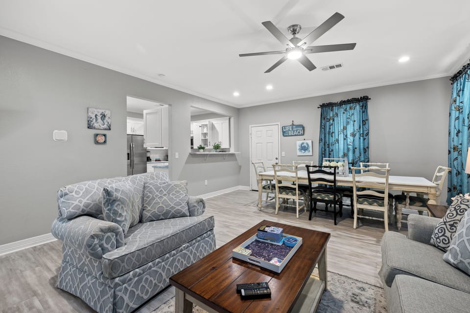 downstairs family room open to kitchen