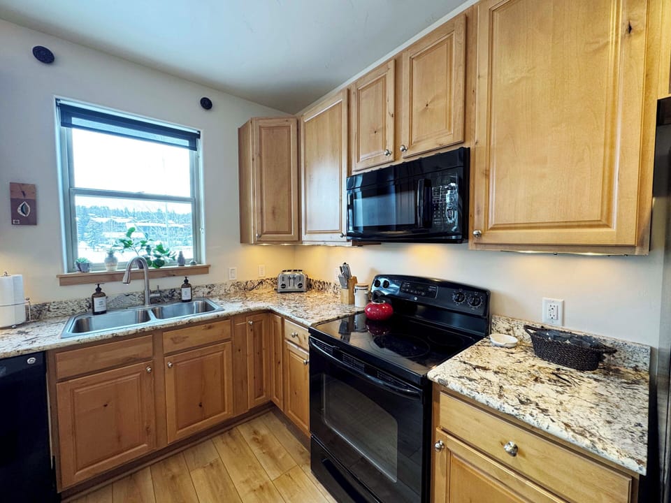 Fully stocked kitchen with all the amenities.