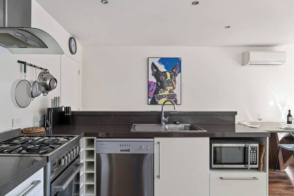 The large kitchen features all modern appliances and gas cooking.